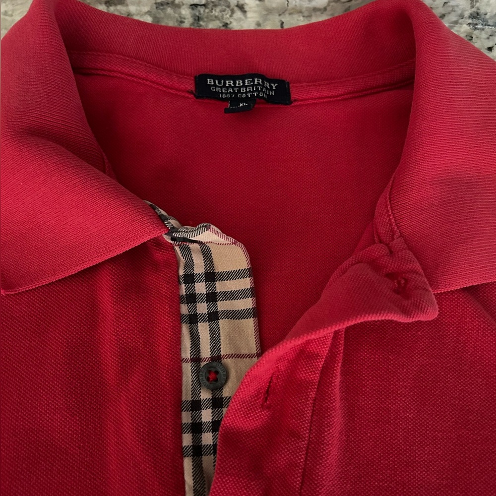Men’s Burberry Red Cotton Pique’ Polo Shirt Classic Vintage Size XL - Picture 9 of 14